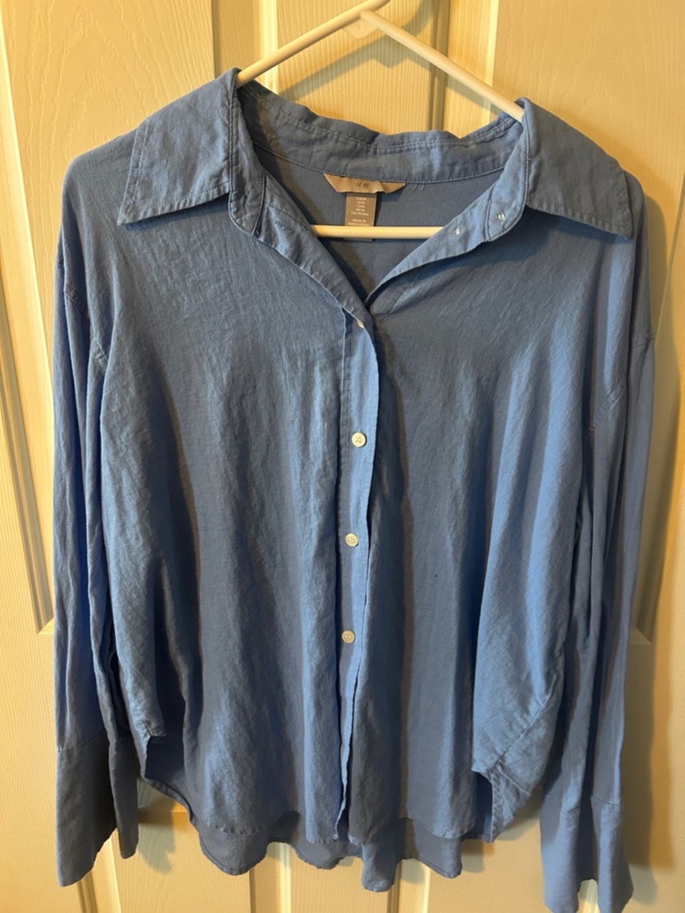H&M Soft Blue Relaxed Button-Down Shirt